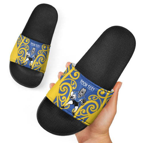 Otago Custom Rugby New Zealand Slide Sandals Aotearoa Maori Pukana Tiki Mascot