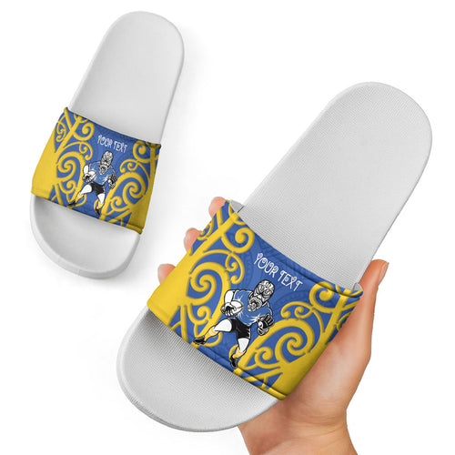 Otago Custom Rugby New Zealand Slide Sandals Aotearoa Maori Pukana Tiki Mascot