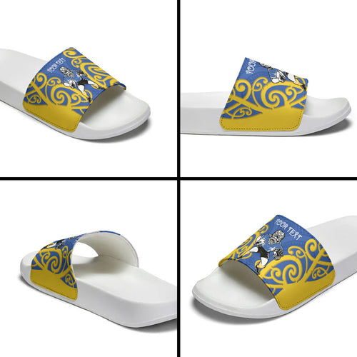 Otago Custom Rugby New Zealand Slide Sandals Aotearoa Maori Pukana Tiki Mascot