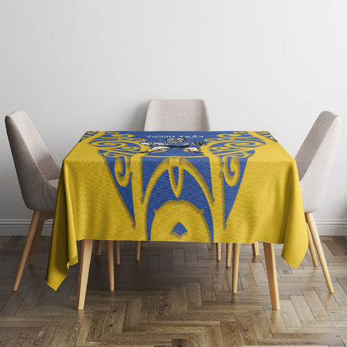 Otago Custom Rugby New Zealand Tablecloth Aotearoa Maori Pukana Tiki Mascot