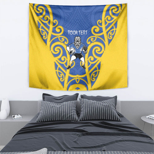 Otago Custom Rugby New Zealand Tapestry Aotearoa Maori Pukana Tiki Mascot