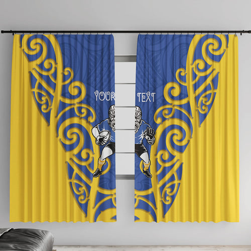 Otago Custom Rugby New Zealand Window Curtain Aotearoa Maori Pukana Tiki Mascot
