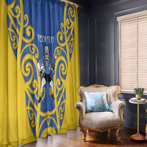 Otago Custom Rugby New Zealand Window Curtain Aotearoa Maori Pukana Tiki Mascot