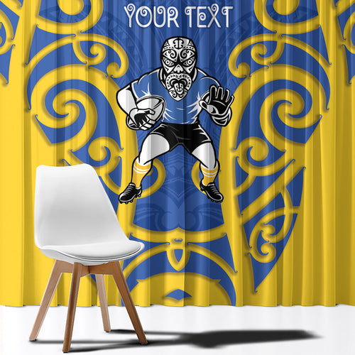 Otago Custom Rugby New Zealand Window Curtain Aotearoa Maori Pukana Tiki Mascot