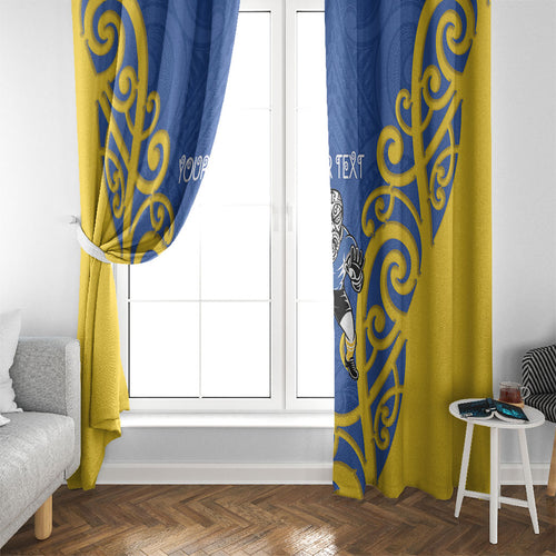 Otago Custom Rugby New Zealand Window Curtain Aotearoa Maori Pukana Tiki Mascot
