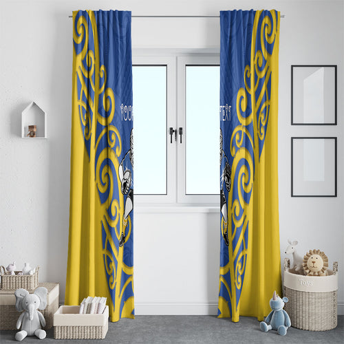 Otago Custom Rugby New Zealand Window Curtain Aotearoa Maori Pukana Tiki Mascot