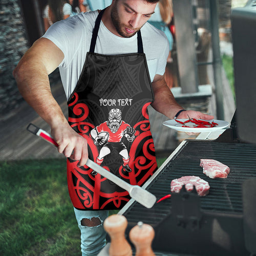 Counties Manukau Custom Rugby New Zealand Apron Aotearoa Maori Pukana Tiki Mascot
