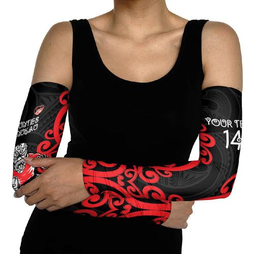 Counties Manukau Custom Rugby New Zealand Arm Sleeves Aotearoa Maori Pukana Tiki Mascot