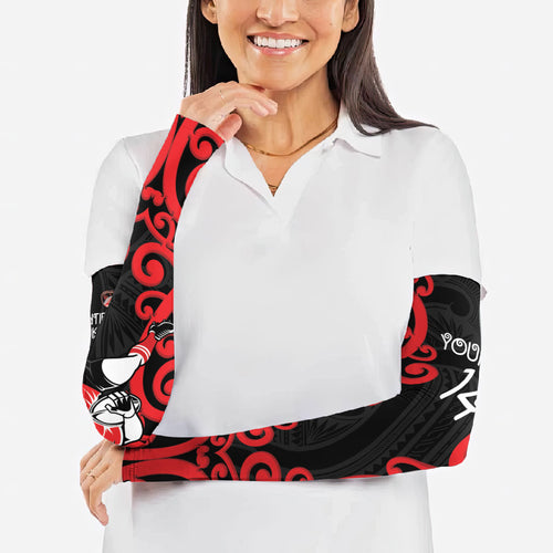Counties Manukau Custom Rugby New Zealand Arm Sleeves Aotearoa Maori Pukana Tiki Mascot