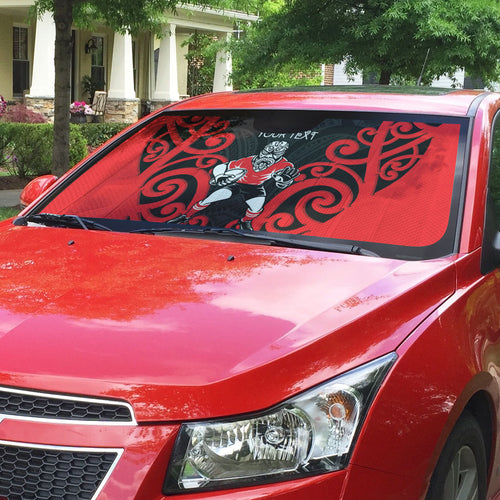 Counties Manukau Custom Rugby New Zealand Auto Sun Shade Aotearoa Maori Pukana Tiki Mascot