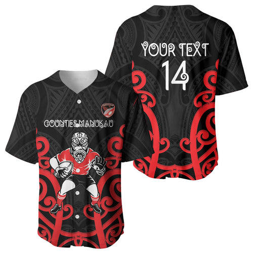 Counties Manukau Custom Rugby New Zealand Baseball Jersey Aotearoa Maori Pukana Tiki Mascot