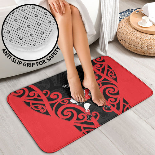 Counties Manukau Custom Rugby New Zealand Bathroom Set Aotearoa Maori Pukana Tiki Mascot