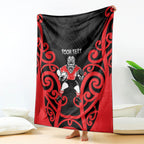 Counties Manukau Custom Rugby New Zealand Blanket Aotearoa Maori Pukana Tiki Mascot