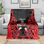 Counties Manukau Custom Rugby New Zealand Blanket Aotearoa Maori Pukana Tiki Mascot