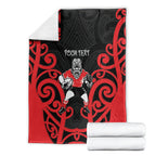 Counties Manukau Custom Rugby New Zealand Blanket Aotearoa Maori Pukana Tiki Mascot