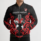 Counties Manukau Custom Rugby New Zealand Bomber Puffer Jacket Aotearoa Maori Pukana Tiki Mascot