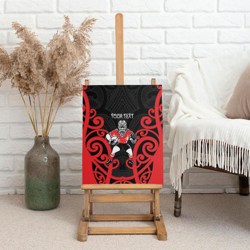 Counties Manukau Custom Rugby New Zealand Canvas Wall Art Aotearoa Maori Pukana Tiki Mascot