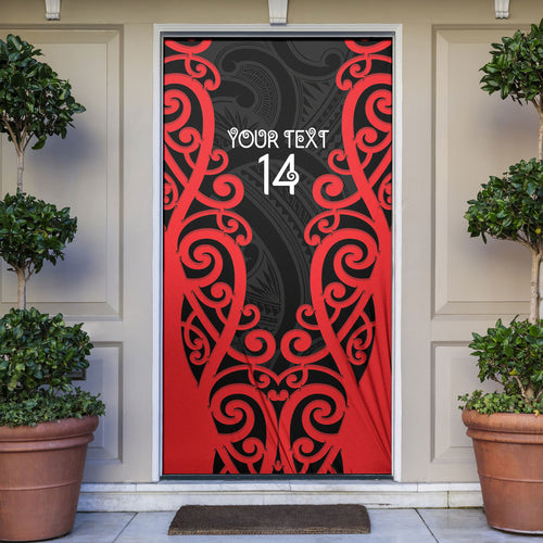 Counties Manukau Custom Rugby New Zealand Door Cover Aotearoa Maori Pukana Tiki Mascot
