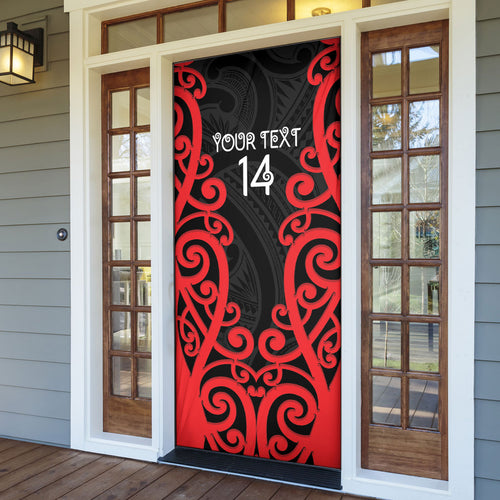 Counties Manukau Custom Rugby New Zealand Door Cover Aotearoa Maori Pukana Tiki Mascot