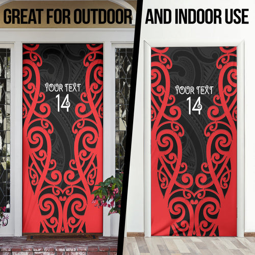 Counties Manukau Custom Rugby New Zealand Door Cover Aotearoa Maori Pukana Tiki Mascot