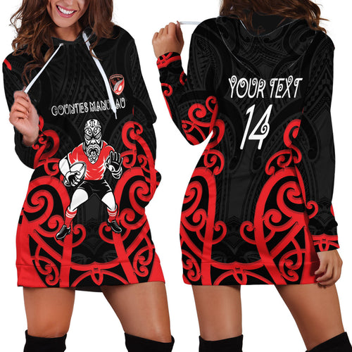 Counties Manukau Custom Rugby New Zealand Hoodie Dress Aotearoa Maori Pukana Tiki Mascot