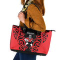 Counties Manukau Custom Rugby New Zealand Leather Tote Bag Aotearoa Maori Pukana Tiki Mascot