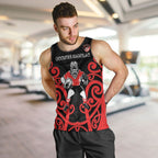 Counties Manukau Custom Rugby New Zealand Men Tank Top Aotearoa Maori Pukana Tiki Mascot