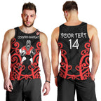 Counties Manukau Custom Rugby New Zealand Men Tank Top Aotearoa Maori Pukana Tiki Mascot