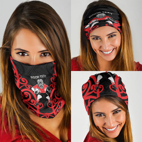 Counties Manukau Custom Rugby New Zealand Neck Gaiter Aotearoa Maori Pukana Tiki Mascot