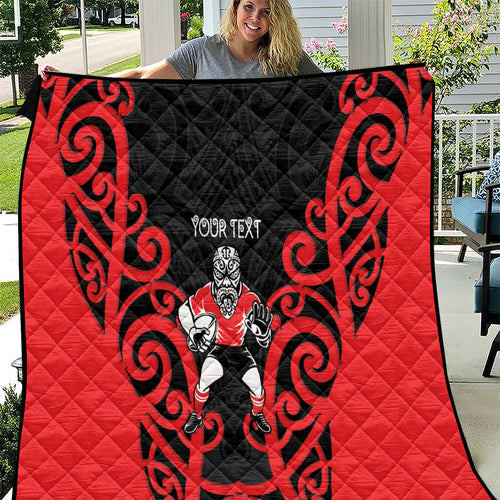 Counties Manukau Custom Rugby New Zealand Quilt Aotearoa Maori Pukana Tiki Mascot