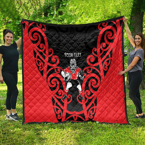 Counties Manukau Custom Rugby New Zealand Quilt Aotearoa Maori Pukana Tiki Mascot
