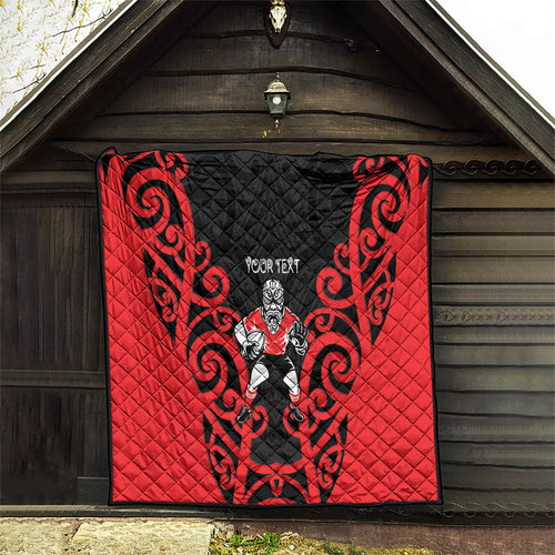 Counties Manukau Custom Rugby New Zealand Quilt Aotearoa Maori Pukana Tiki Mascot
