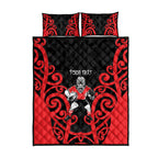 Counties Manukau Custom Rugby New Zealand Quilt Bed Set Aotearoa Maori Pukana Tiki Mascot