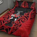 Counties Manukau Custom Rugby New Zealand Quilt Bed Set Aotearoa Maori Pukana Tiki Mascot