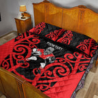 Counties Manukau Custom Rugby New Zealand Quilt Bed Set Aotearoa Maori Pukana Tiki Mascot