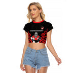 Counties Manukau Custom Rugby New Zealand Raglan Cropped T Shirt Aotearoa Maori Pukana Tiki Mascot