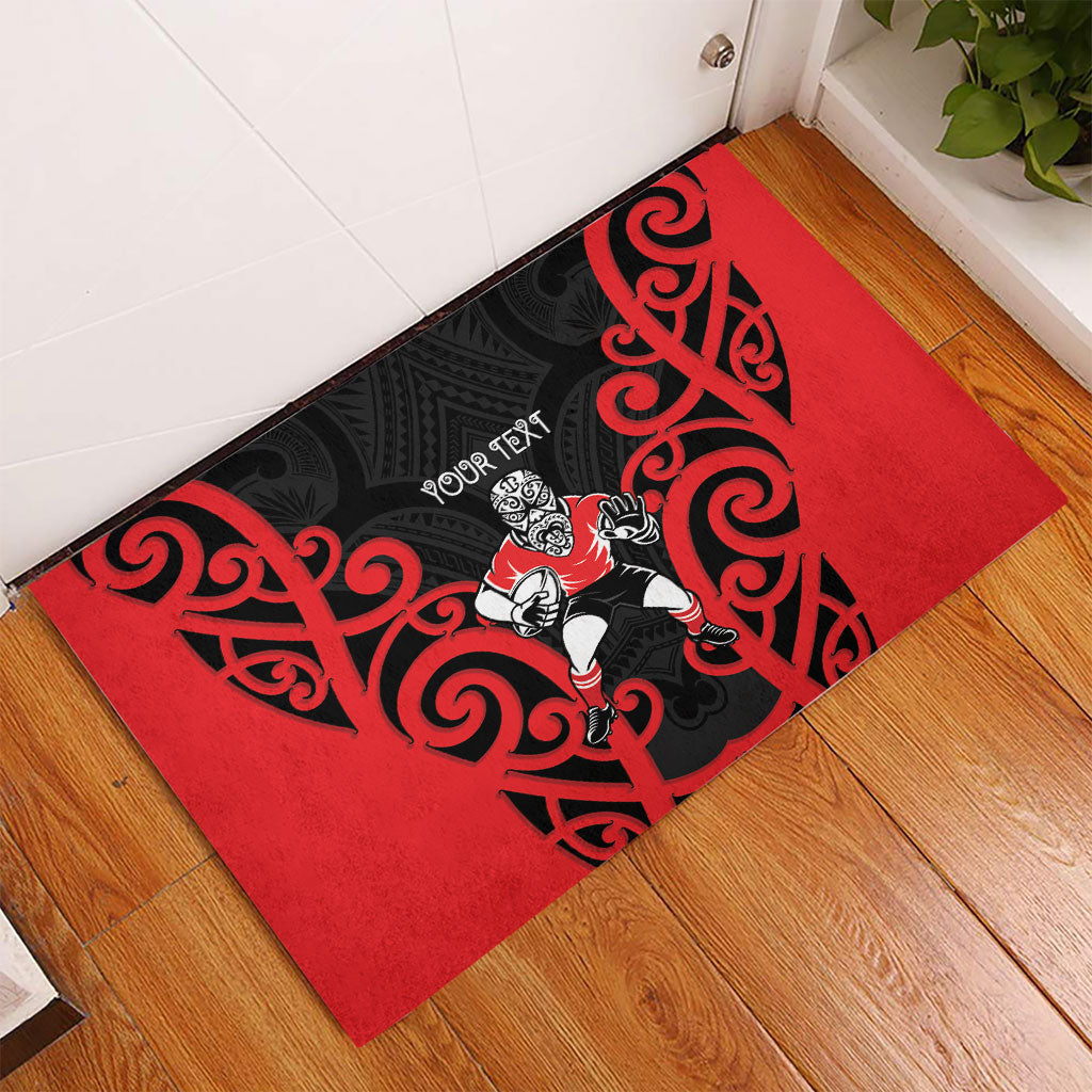 Counties Manukau Custom Rugby New Zealand Rubber Doormat Aotearoa Maori Pukana Tiki Mascot