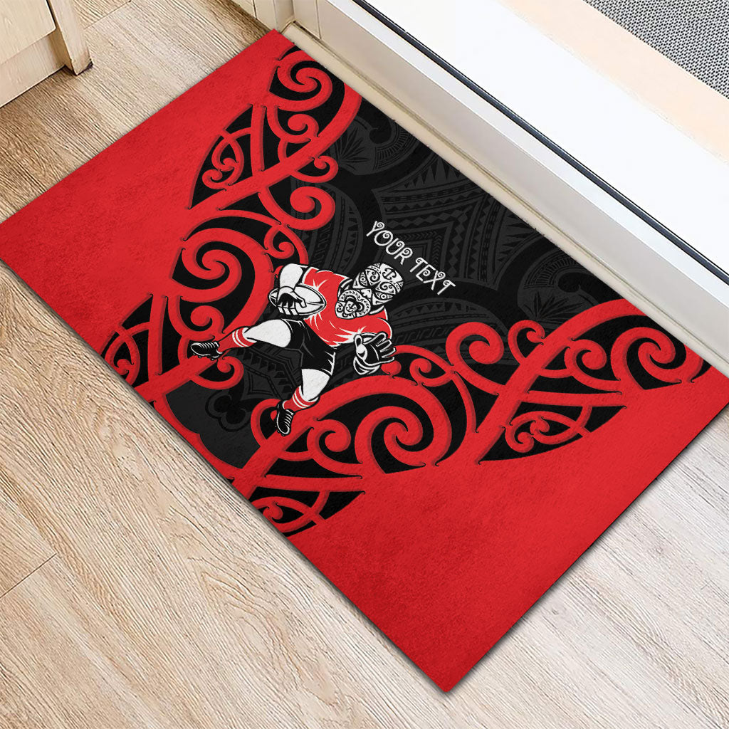 Counties Manukau Custom Rugby New Zealand Rubber Doormat Aotearoa Maori Pukana Tiki Mascot