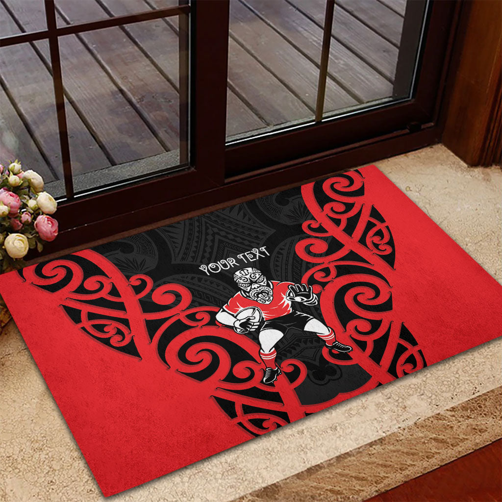 Counties Manukau Custom Rugby New Zealand Rubber Doormat Aotearoa Maori Pukana Tiki Mascot