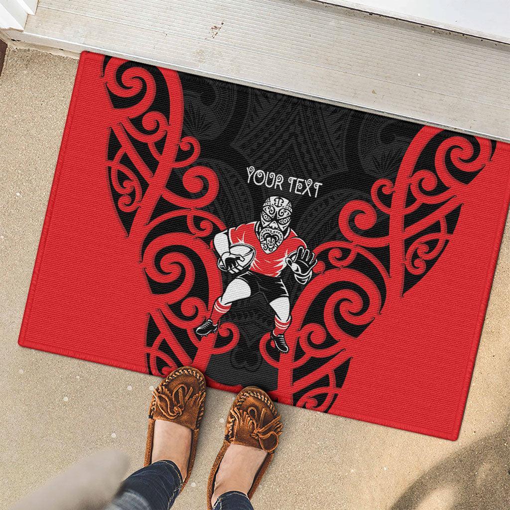 Counties Manukau Custom Rugby New Zealand Rubber Doormat Aotearoa Maori Pukana Tiki Mascot