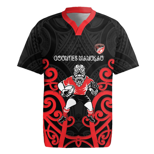 Counties Manukau Custom Rugby New Zealand Rugby Jersey Aotearoa Maori Pukana Tiki Mascot