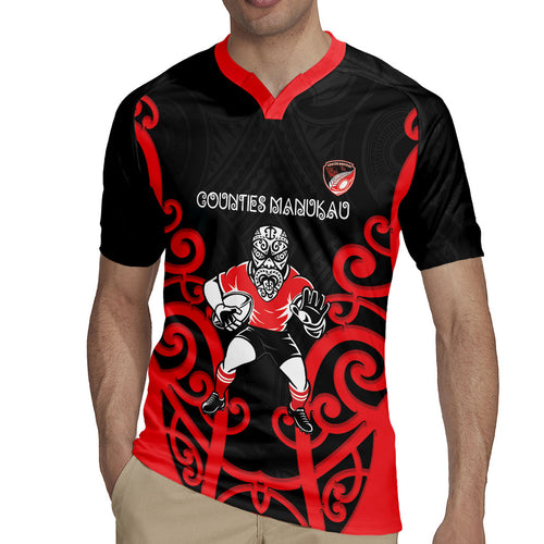 Counties Manukau Custom Rugby New Zealand Rugby Jersey Aotearoa Maori Pukana Tiki Mascot