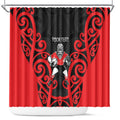 Counties Manukau Custom Rugby New Zealand Shower Curtain Aotearoa Maori Pukana Tiki Mascot