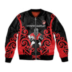 Counties Manukau Custom Rugby New Zealand Sleeve Zip Bomber Jacket Aotearoa Maori Pukana Tiki Mascot
