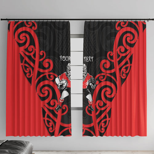 Counties Manukau Custom Rugby New Zealand Window Curtain Aotearoa Maori Pukana Tiki Mascot