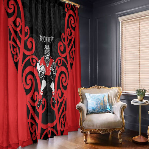 Counties Manukau Custom Rugby New Zealand Window Curtain Aotearoa Maori Pukana Tiki Mascot