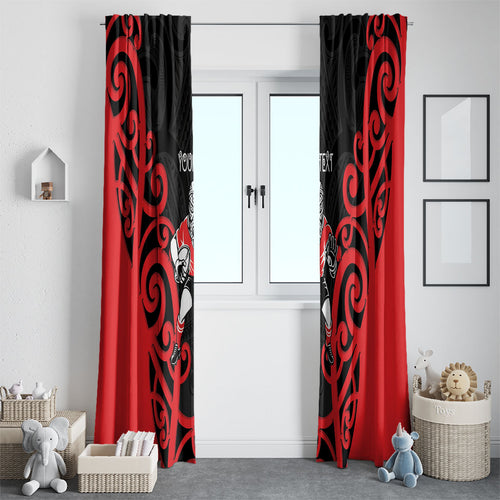 Counties Manukau Custom Rugby New Zealand Window Curtain Aotearoa Maori Pukana Tiki Mascot