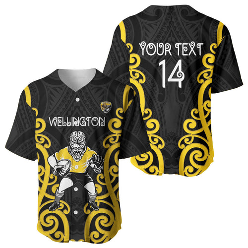 Wellington Custom Rugby New Zealand Baseball Jersey Aotearoa Maori Pukana Tiki Mascot