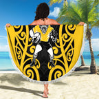Wellington Custom Rugby New Zealand Beach Blanket Aotearoa Maori Pukana Tiki Mascot