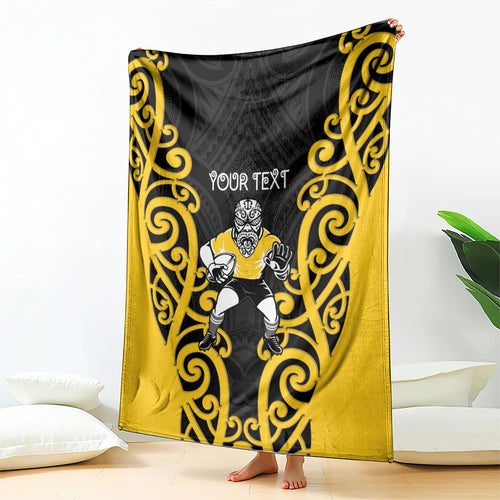 Wellington Custom Rugby New Zealand Blanket Aotearoa Maori Pukana Tiki Mascot